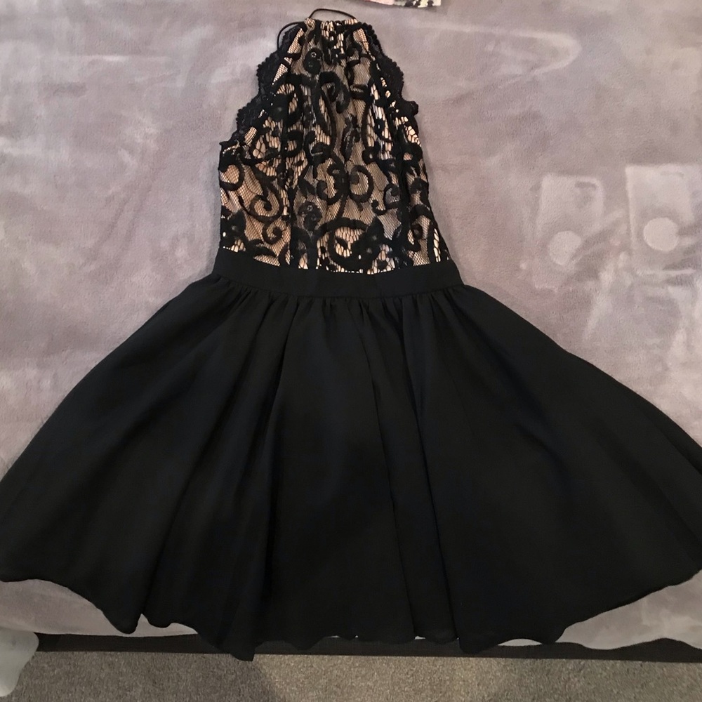 Black lace mini dress